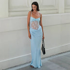 Damen Elegantes Maxikleid mit transparenten Spitzendetails und figurbetontem Schnitt R&B