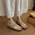 Damen Bequeme Zehentrenner-Sandalen mit hochwertigen geflochtenen Riemen und rutschfester Sohle R&B
