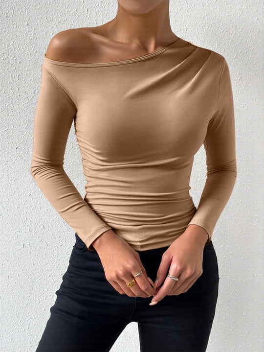 Damen Langarmshirt mit asymmetrischem Ausschnitt und figurformendem Schnitt R&B