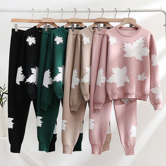 Damen Freizeit-Loungewear-Set mit floralem Design und elastischem Bund R&B