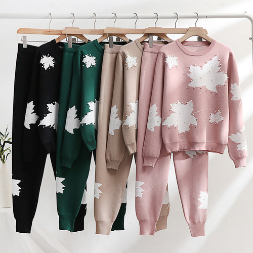 Damen Freizeit-Loungewear-Set mit floralem Design und elastischem Bund R&B