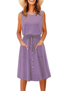 Damen Stilvolles Freizeitkleid mit Knopfdetail und praktischen Taschen R&B