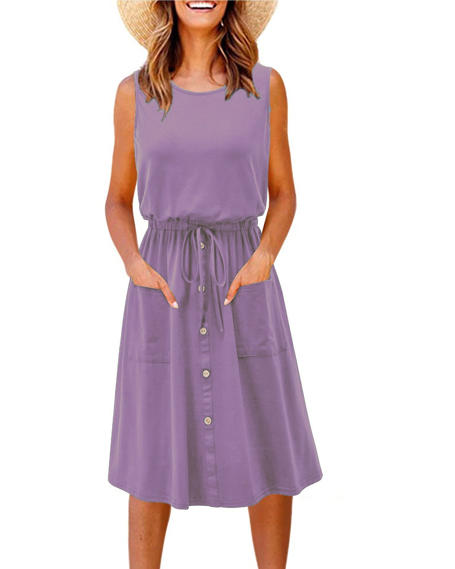 Damen Stilvolles Freizeitkleid mit Knopfdetail und praktischen Taschen R&B
