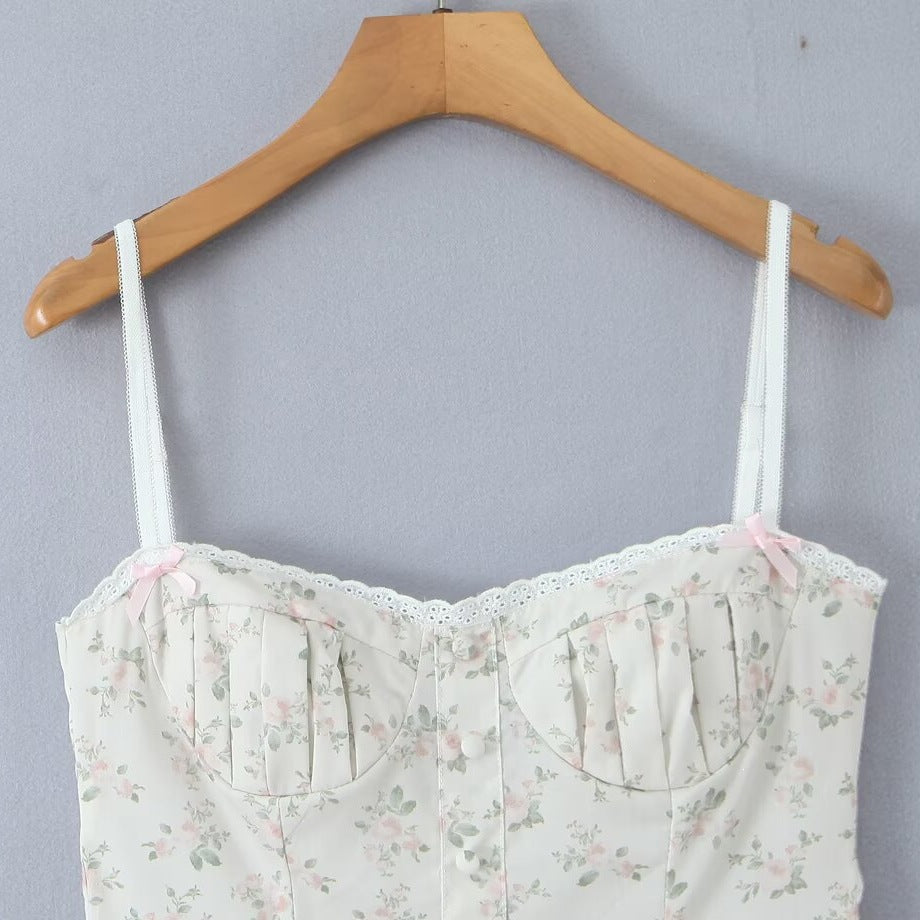 Damen luftiges Sommerkleid mit floralem Muster und voluminösem Rüschensaum R&B