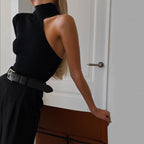 Damen Elegantes Einarmiges Bodysuit mit Stehkragen R&B