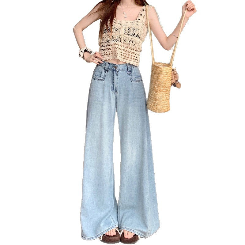 Damen Weit geschnittene Jeans mit hohem Bund und modernen Details R&B