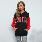 Damen Hoodie-Kleid mit farblich abgesetzten Ärmeln und lässigem Schnitt R&B