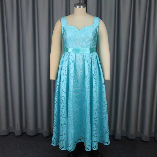 Damen Elegantes A-Linien Kleid mit floralem Jacquard-Muster R&B