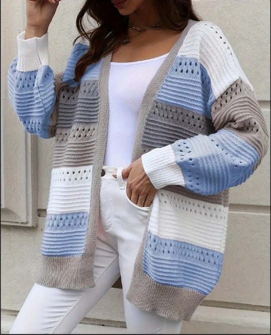 Damen modische Strickjacke mit einzigartigem Muster und lässigem Schnitt R&B