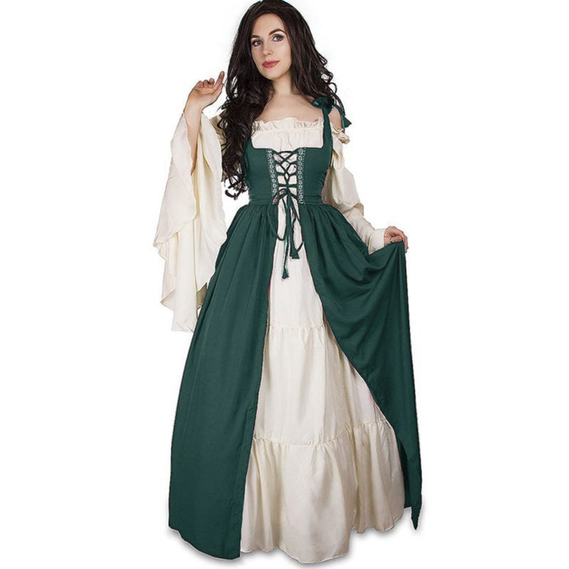 Damen historisches Kleid mit romantischem V-Ausschnitt und voluminösen Ärmeln R&B