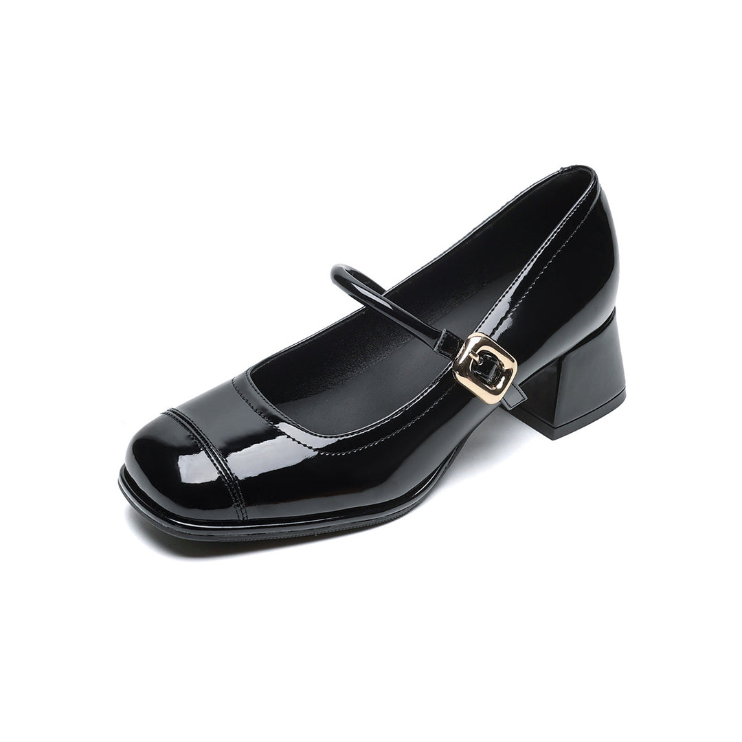 Damen elegante Mary-Jane Schuhe mit komfortablem Blockabsatz R&B