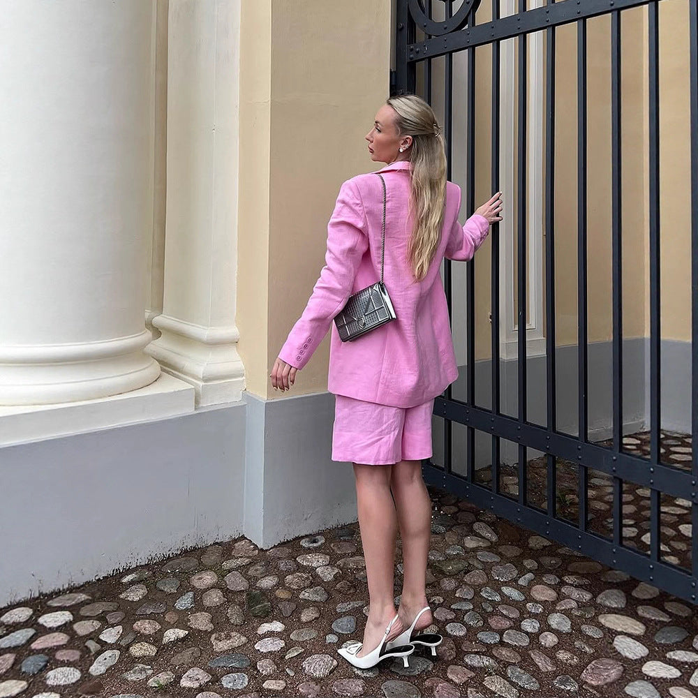 Damen elegantes Blazer-Set mit Shorts R&B