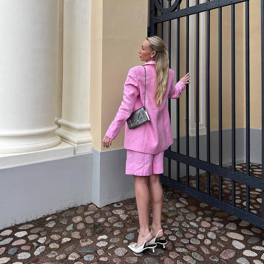 Damen elegantes Blazer-Set mit Shorts R&B