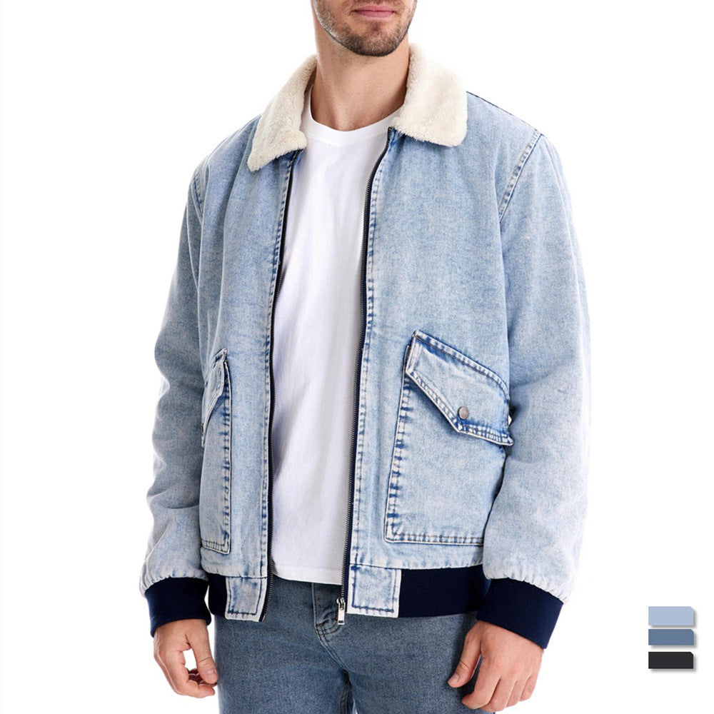 Herren Jeansjacke mit Fleecefutter und praktischen Taschen