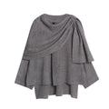 Damen gemütlicher Strickponcho mit raffinierten Drapierungen R&B