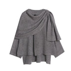 Damen gemütlicher Strickponcho mit raffinierten Drapierungen R&B