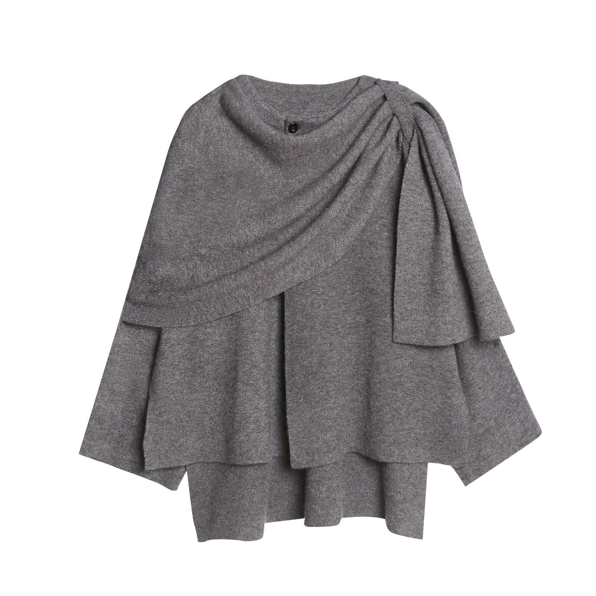 Damen gemütlicher Strickponcho mit raffinierten Drapierungen R&B