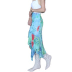 Damen asymmetrischer Rüschenrock aus floralem Chiffon R&B