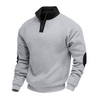 Herren nan Halbzip-Fleecepullover mit hohem Stehkragen und kontrastierenden Ellenbogenpatches R&B