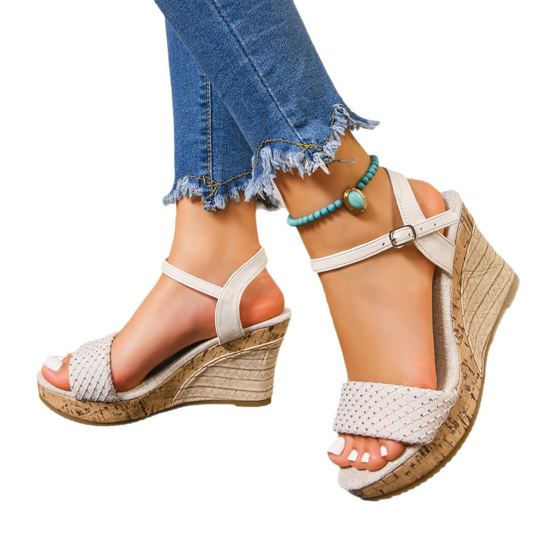 Damen Wedge-Pantoletten mit geflochtenem Obermaterial und verstellbarem Riemchen R&B