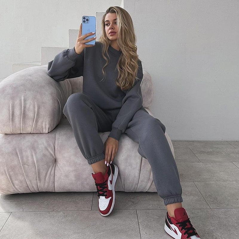 Damen umfassendes Komfort-Sweatset mit lässigem Schnitt und elastischem Bund R&B