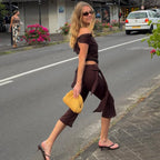 Damen Sportliche Capri-Hose mit elegantem Wickelband R&B
