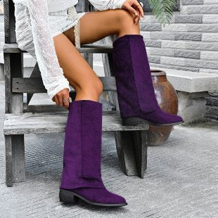 Damen knöchelhohe Stiefel im ausgefallenen Design mit seitlicher Raffung und robustem Blockabsatz R&B