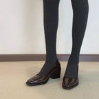 Damen elegante Blockabsatz-Pumps mit hochglänzender Lederoberfläche und komfortabler Fußbettstruktur R&B