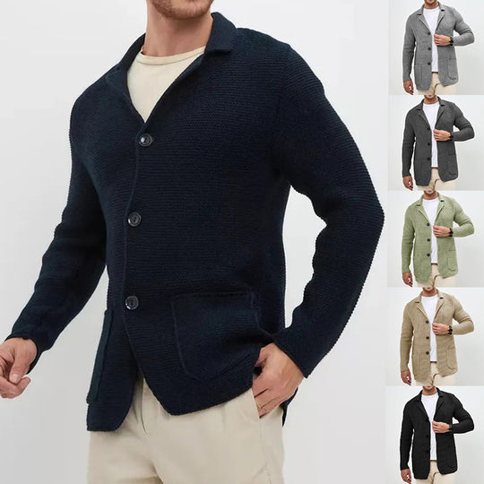 Herren Strickjacke mit warmem Schalkragen und praktischen Taschen R&B