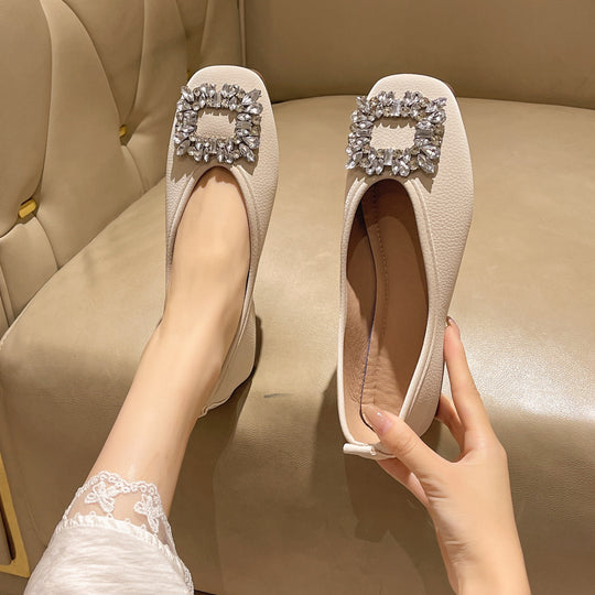 Damen modische Ballerinas mit glamourösem Schmuckdetail R&B