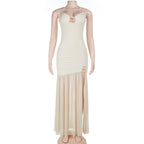 Damen Maxikleid mit aufregendem Schlitz und zartem Rüschensaum R&B