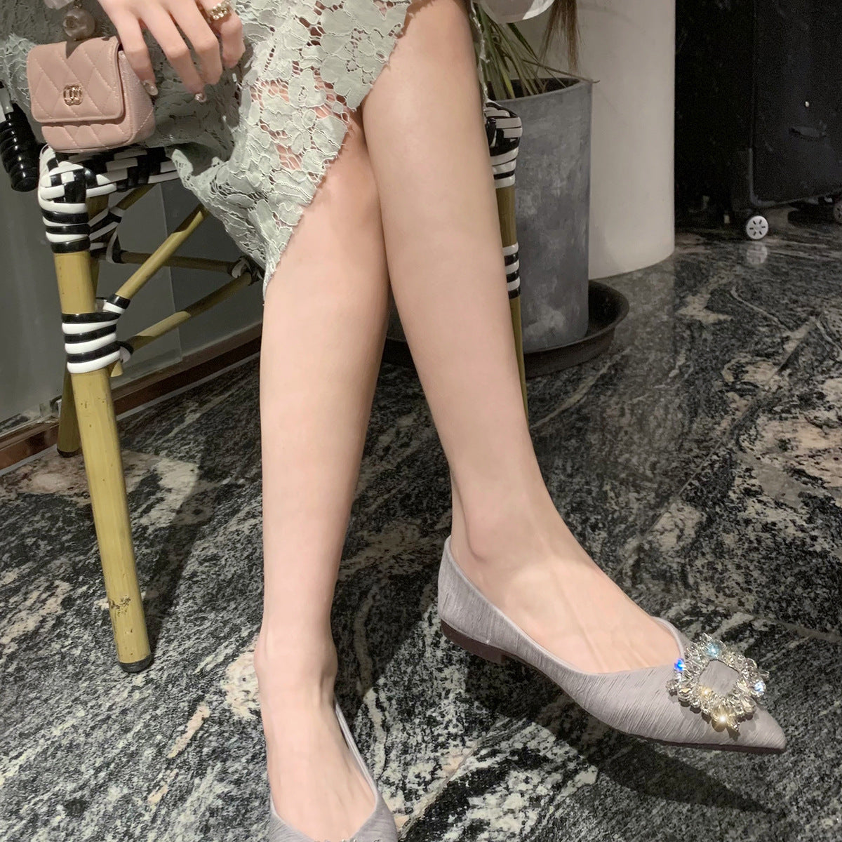 Damen Ballerinas mit funkelndem Strassdetail