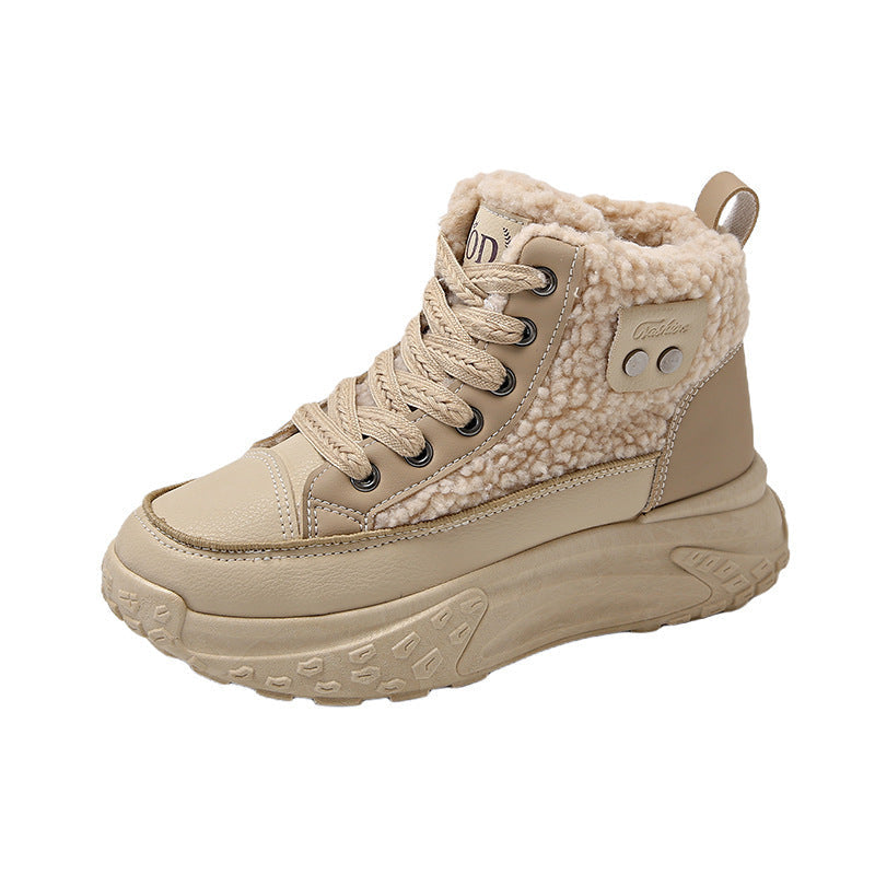 Damen High-Top Sneakers mit warmem Kunstfellfutter und rutschfester Sohle R&B