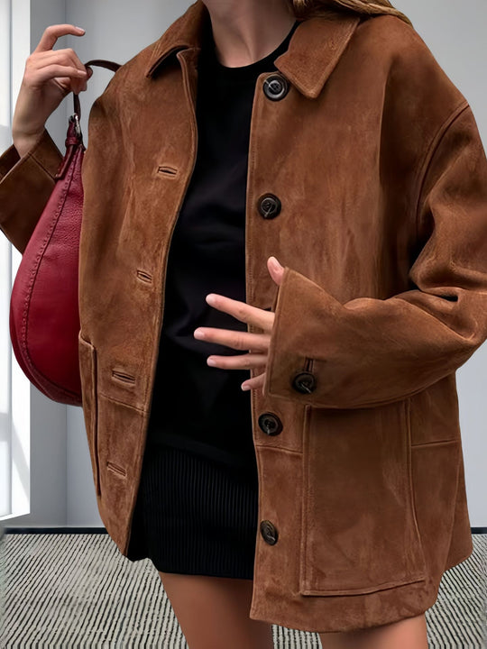 Damen lässige Wildlederjacke mit strukturiertem Design R&B