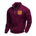 Herren Fleece-Pullover mit hohem Kragen und praktischer Brusttasche R&B