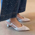 Damen Slingback-Pumps mit geflochtener Oberflächenstruktur und elegantem Absatz