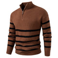 Herren Strickpullover mit halbem Reißverschluss und modernem Streifen-Design