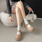 Damen Modische Plateau-Mary Jane Schuhe mit dekorativem Riemen und komfortabler Sohle R&B