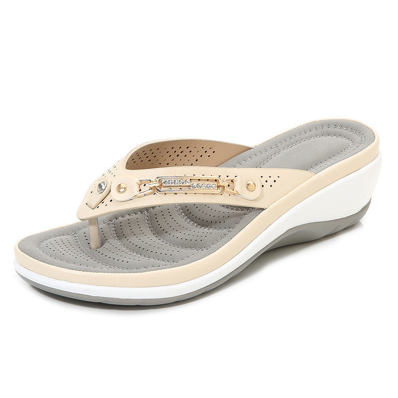 Damen trendige Wedge-Sandalen mit modischem Zierband und atmungsaktiver Fußbettung R&B
