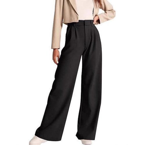 Damen weite High-Waist Hose mit Falten- und Bunddetails R&B