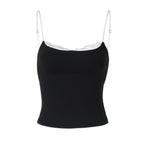 Damen Crop-Top mit zartem Spitzenrand und schmalen Trägern R&B