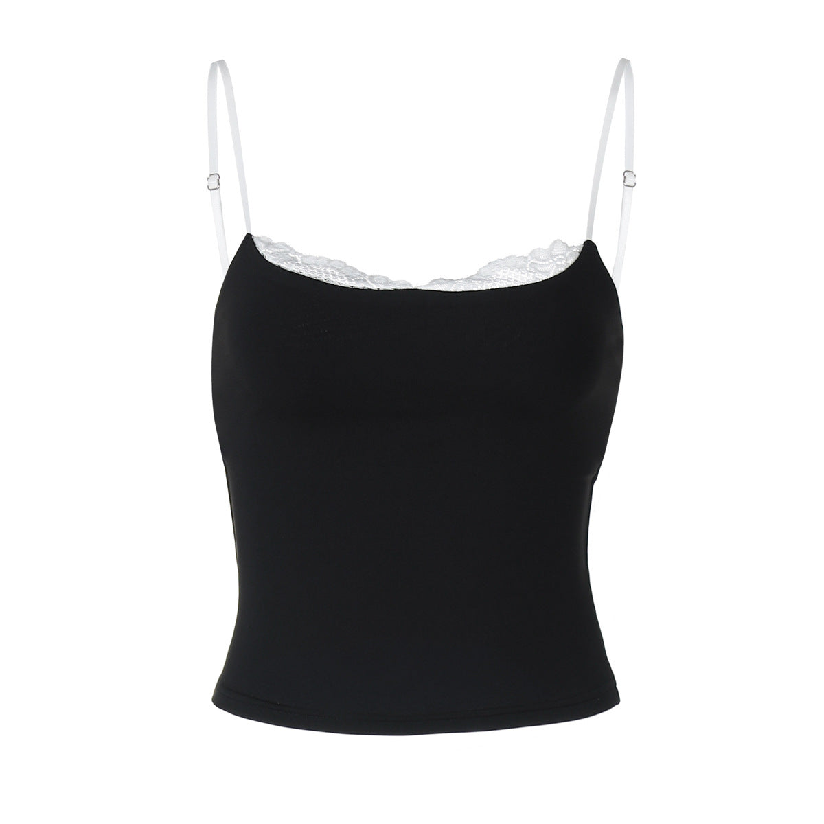 Damen Crop-Top mit zartem Spitzenrand und schmalen Trägern R&B