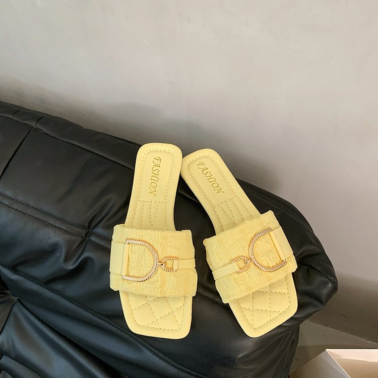 Damen bequeme Pantoletten mit schickem Riemen und Glitzerverschluss R&B