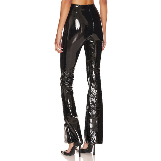 Damen Hochglänzende Flared-Leggings aus elastischem Material R&B