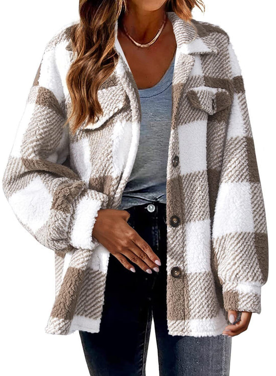Damen Pelz-ähnliche Karomuster Jacke R&B