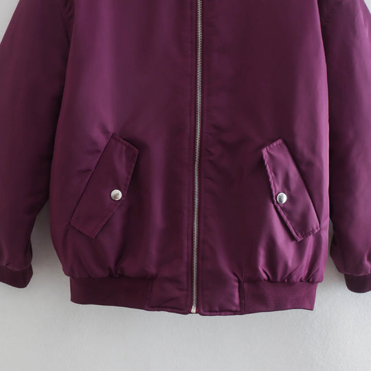 Damen lässige Bomberjacke mit praktischen Taschen und Reißverschluss R&B