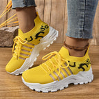 Damen elastische Sport-Sneaker mit atmungsaktiver Strickstruktur R&B