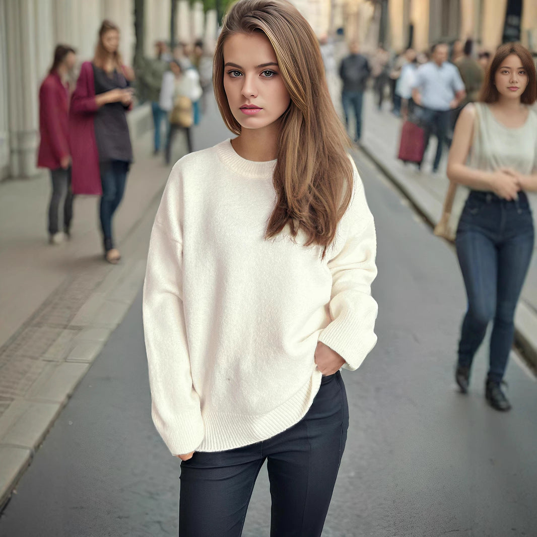 Damen lässiger Strickpullover mit weitem Schnitt und maximalem Komfort R&B