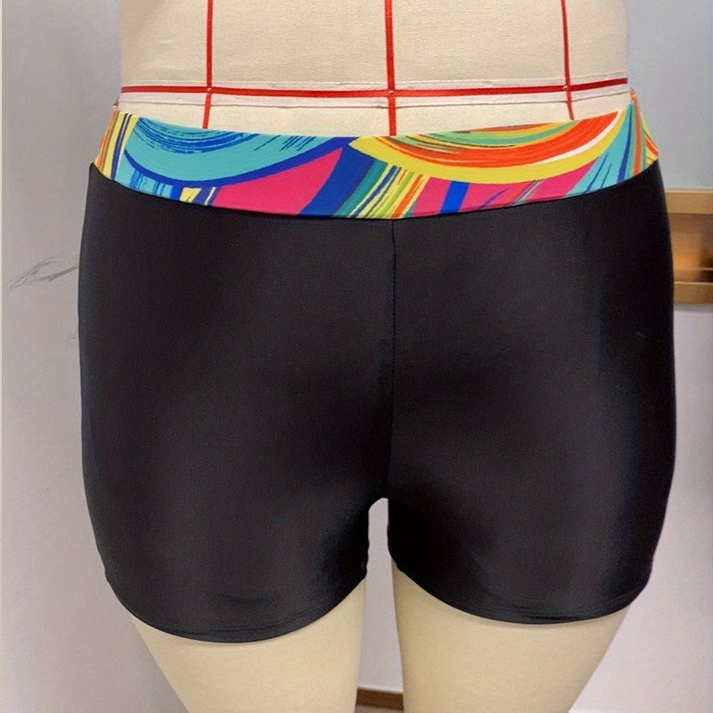 Damen Sportliche Tankini mit buntem Muster
