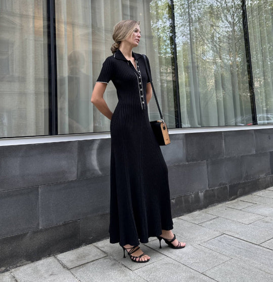 Damen Midi-Kleid mit feiner Rippstruktur R&B